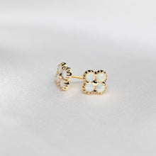 18k Solid Gold Australian White Opal Clover Stud Earrings - Melbourne, Australia