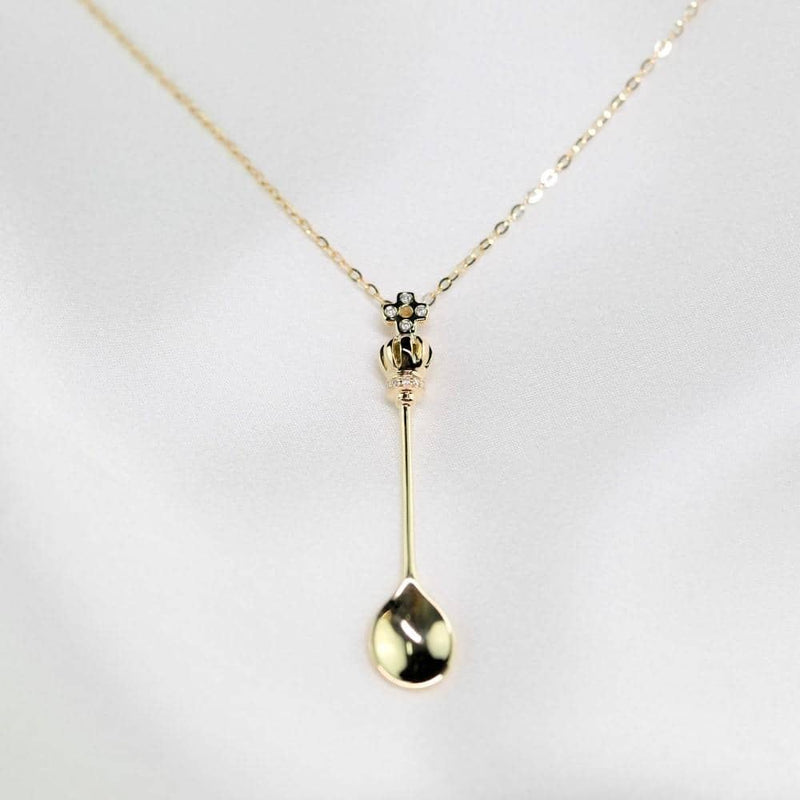 Low Price Spoon Necklace | 18k Solid Gold Lucky Spoon Pendant Necklace - Melbourne, Australia