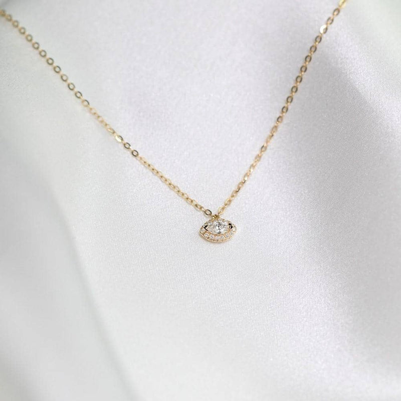 18k Solid Gold Evil Eye Motif Diamond Necklace - Melbourne, Australia