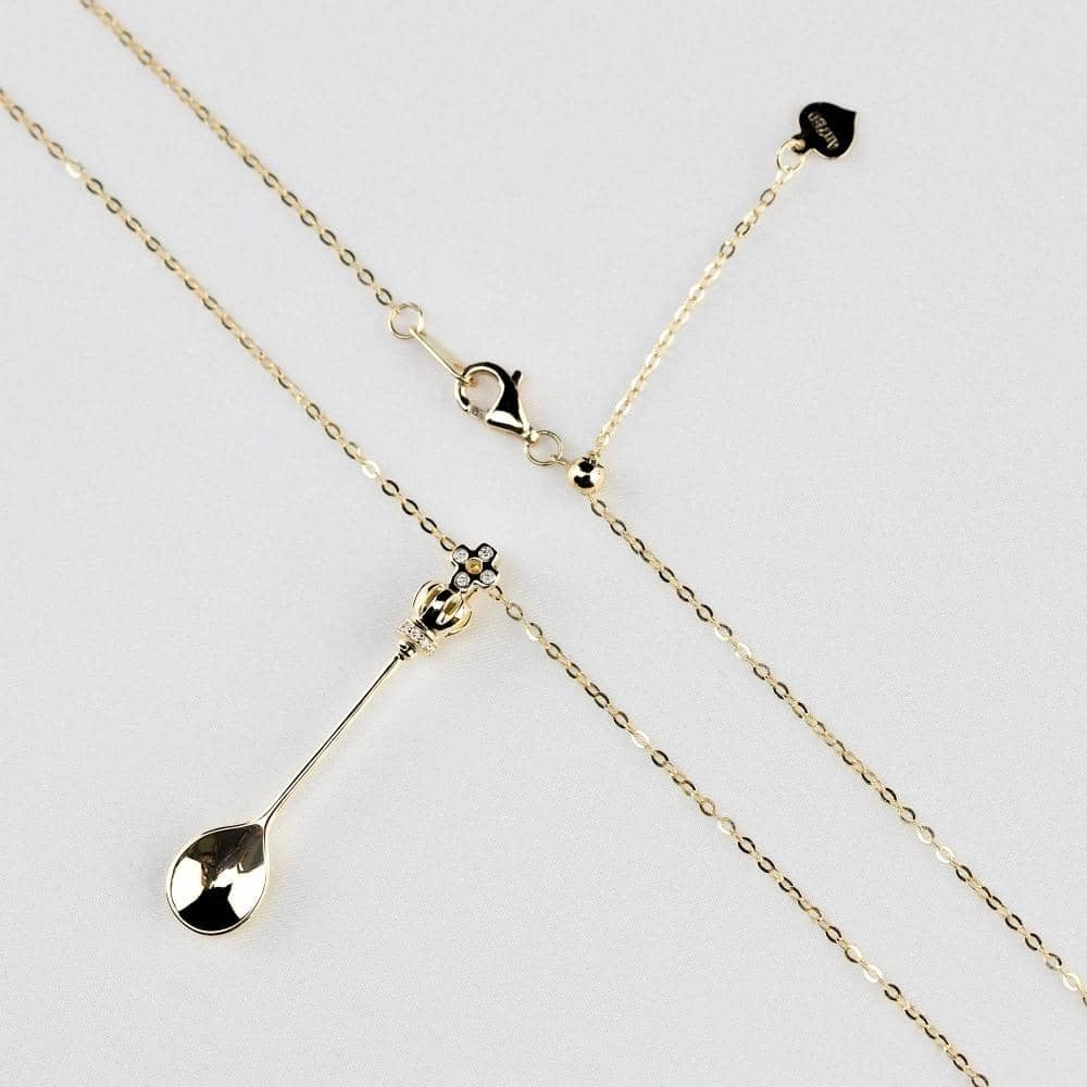 18k Solid Gold Lucky Spoon Pendant Necklace - Melbourne, Australia