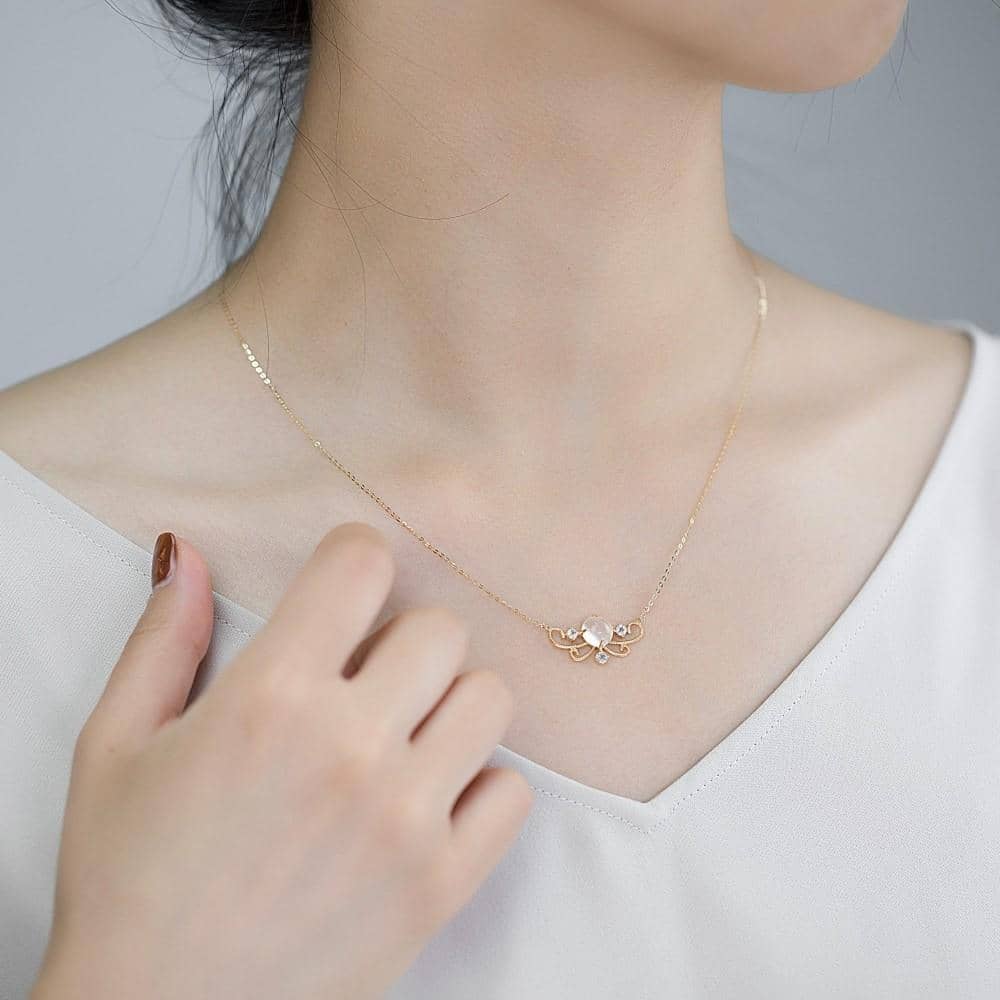 18k Solid Gold Antique Moonstone and Topaz Necklace - Melbourne, Australia