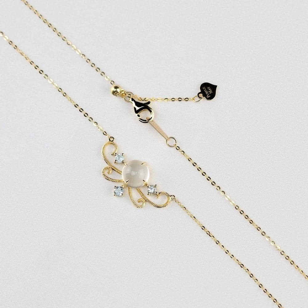 18k Solid Gold Antique Moonstone and Topaz Necklace - Melbourne, Australia