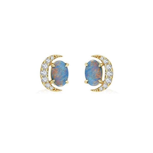 18 solid gold Australian Black Opal Diamond Stud Earrings - Melbourne, Australia