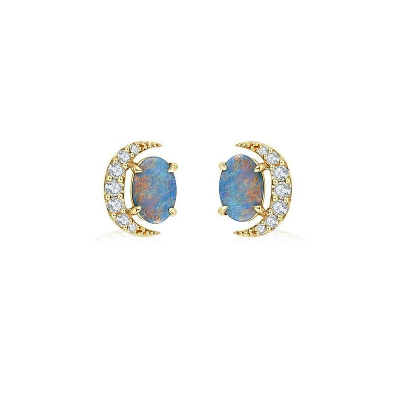 18 solid gold Australian Black Opal Diamond Stud Earrings - Melbourne, Australia