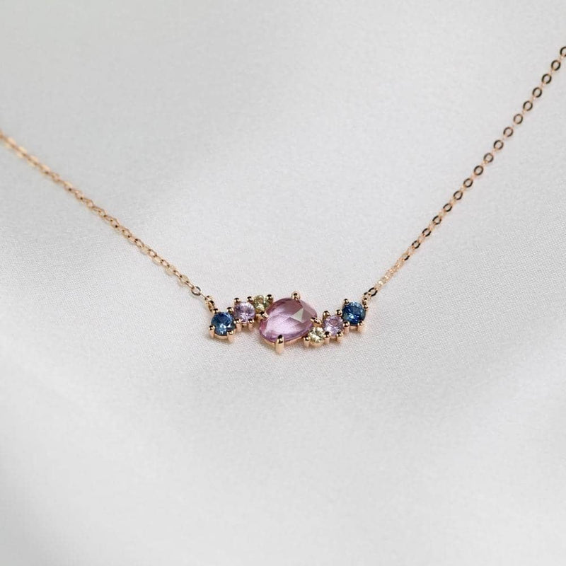 18k Solid Gold Coloured Sapphire Clustered Necklace - Melbourne, Australia