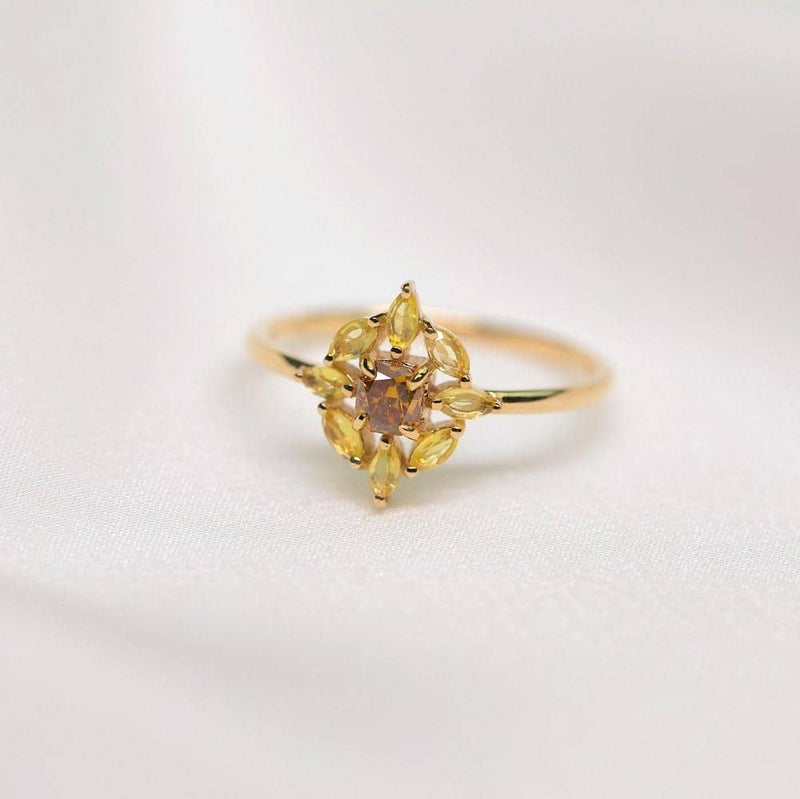 18k Solid Gold Vintage Orange Diamond Ring - Melbourne, Australia