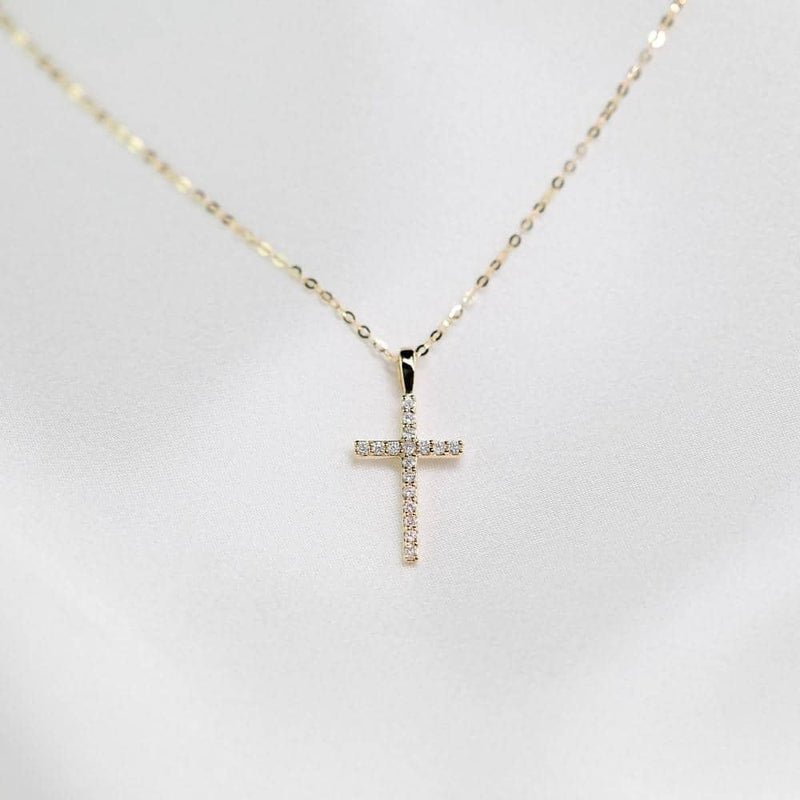 Stella Diamond Cross Necklace | Yellow Gold – ANTON Jewellery